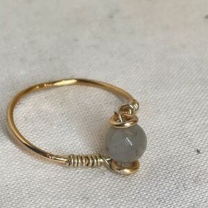 Gold and Labradorite Beaded Ring